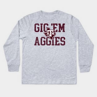 Gig Em Texas Kids Long Sleeve T-Shirt